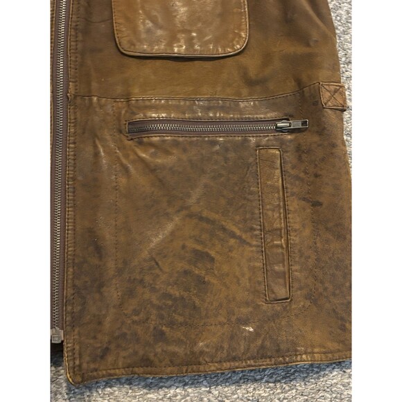 Vintage Banana Republic Leather Safari Vest Mens Large Quilted Liner Cotton - Picture 10 of 12